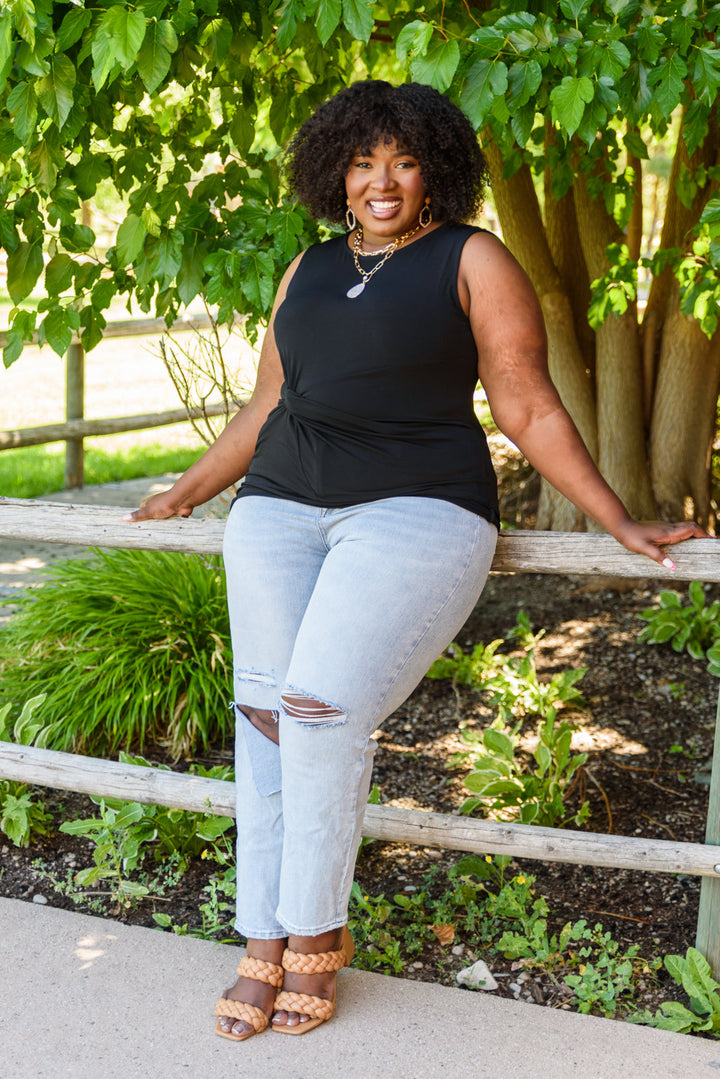 Lovely Time Twist Tank In Black!