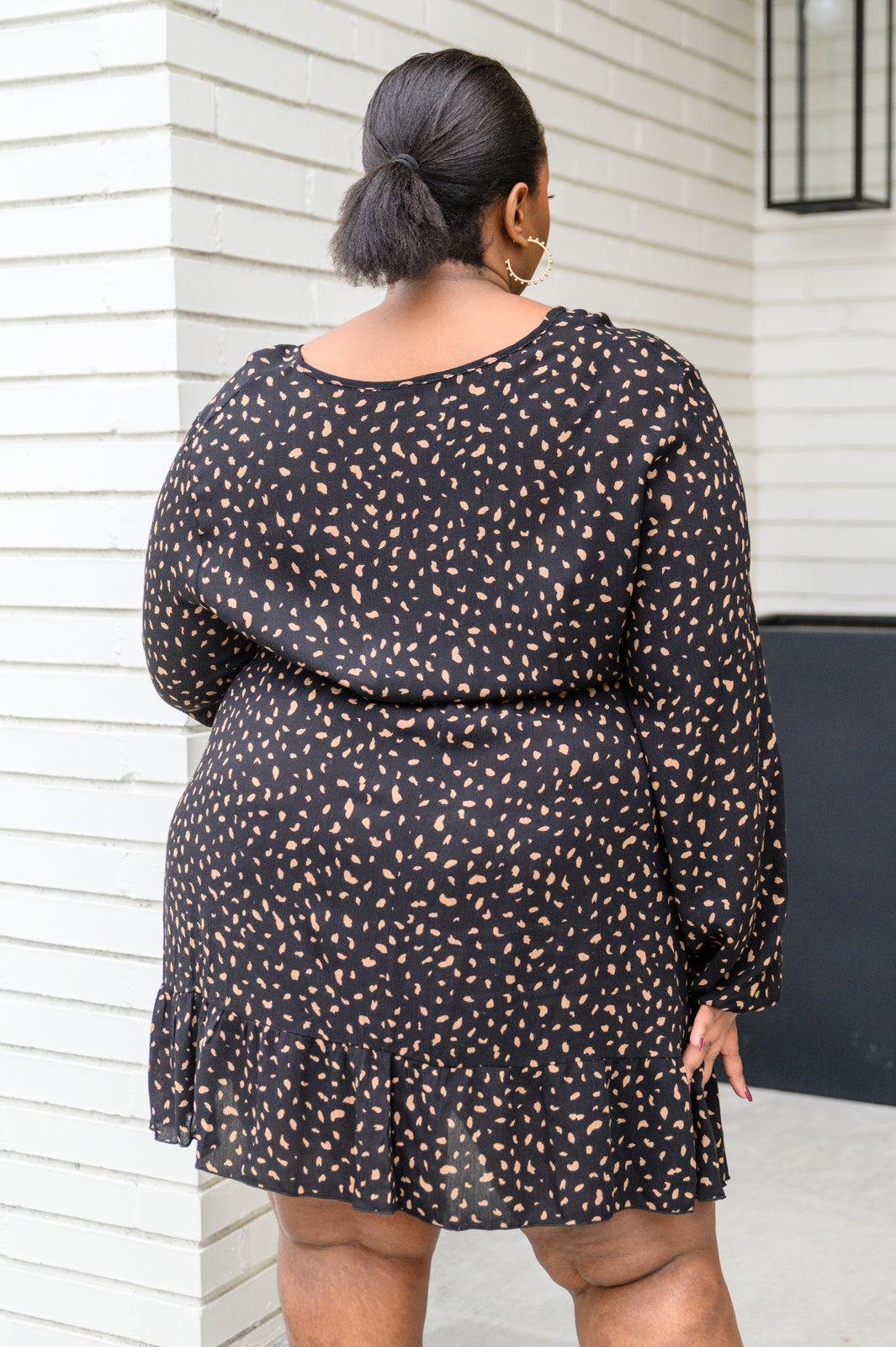 Make Your Happiness Long Sleeve Dress in Black!