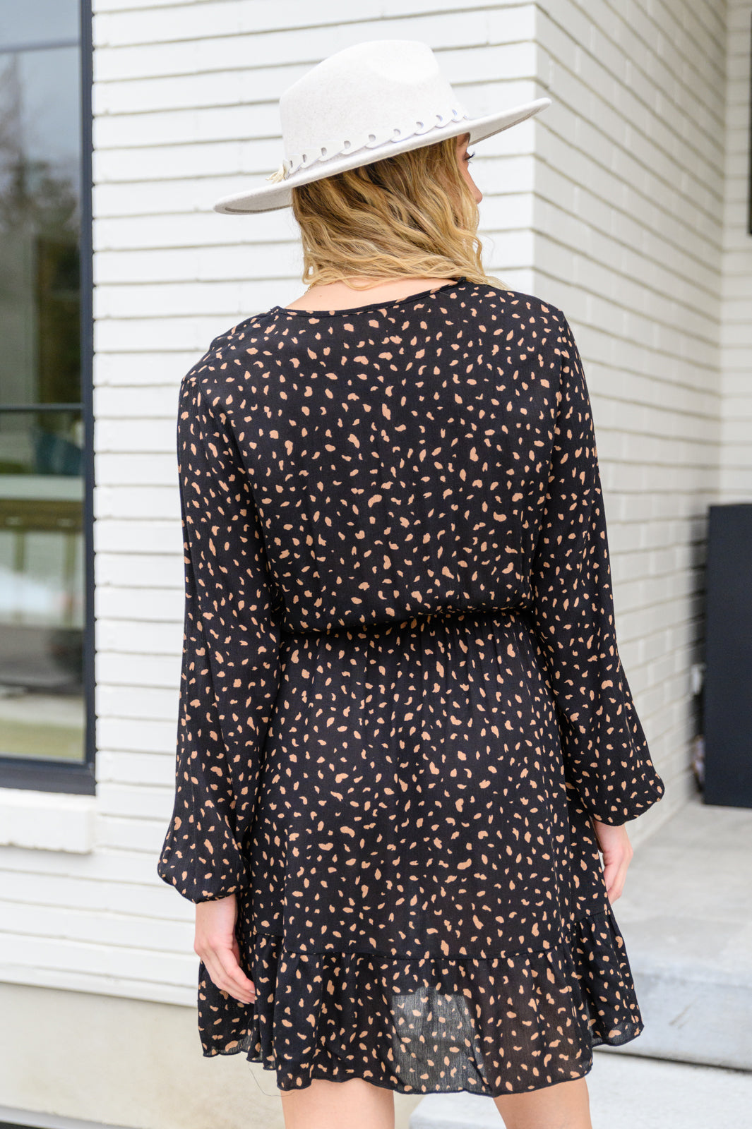 Make Your Happiness Long Sleeve Dress in Black!