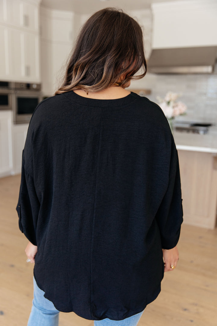 Midnight In Manhattan V-Neck Blouse!