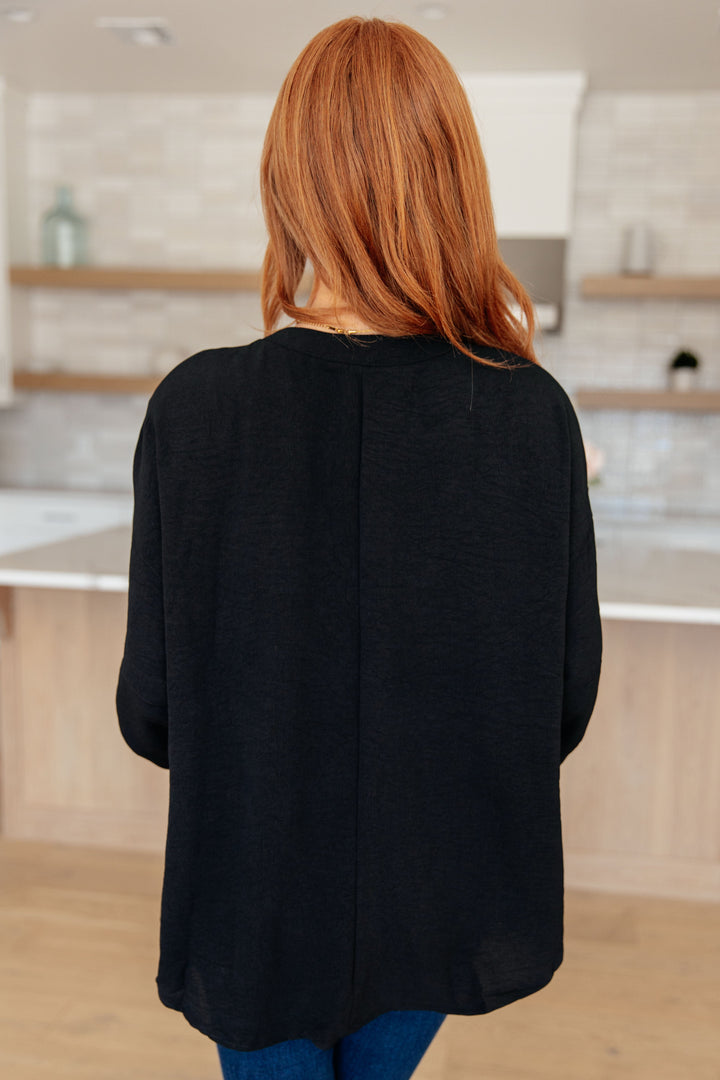 Midnight In Manhattan V-Neck Blouse!