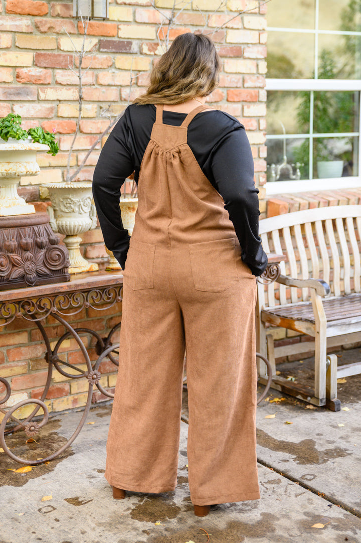 More Than Friends Corduroy Jumpsuit In Camel!