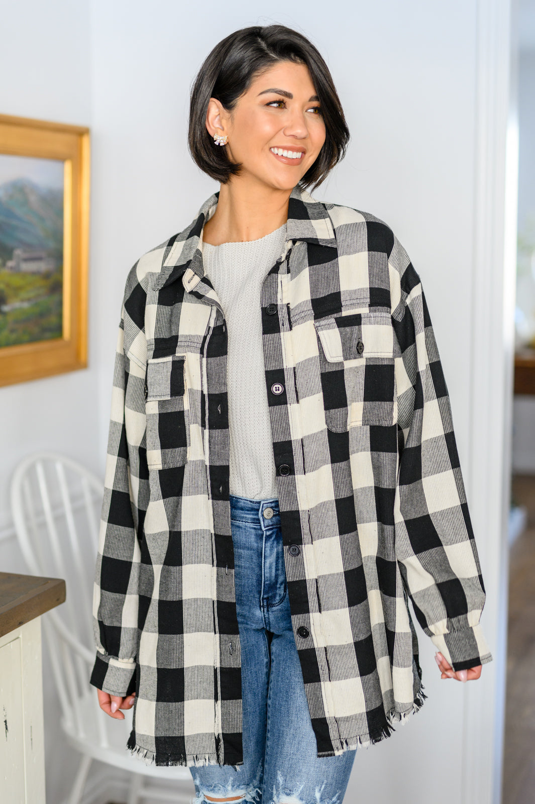 Morning Rain Woven Top In Black & White!