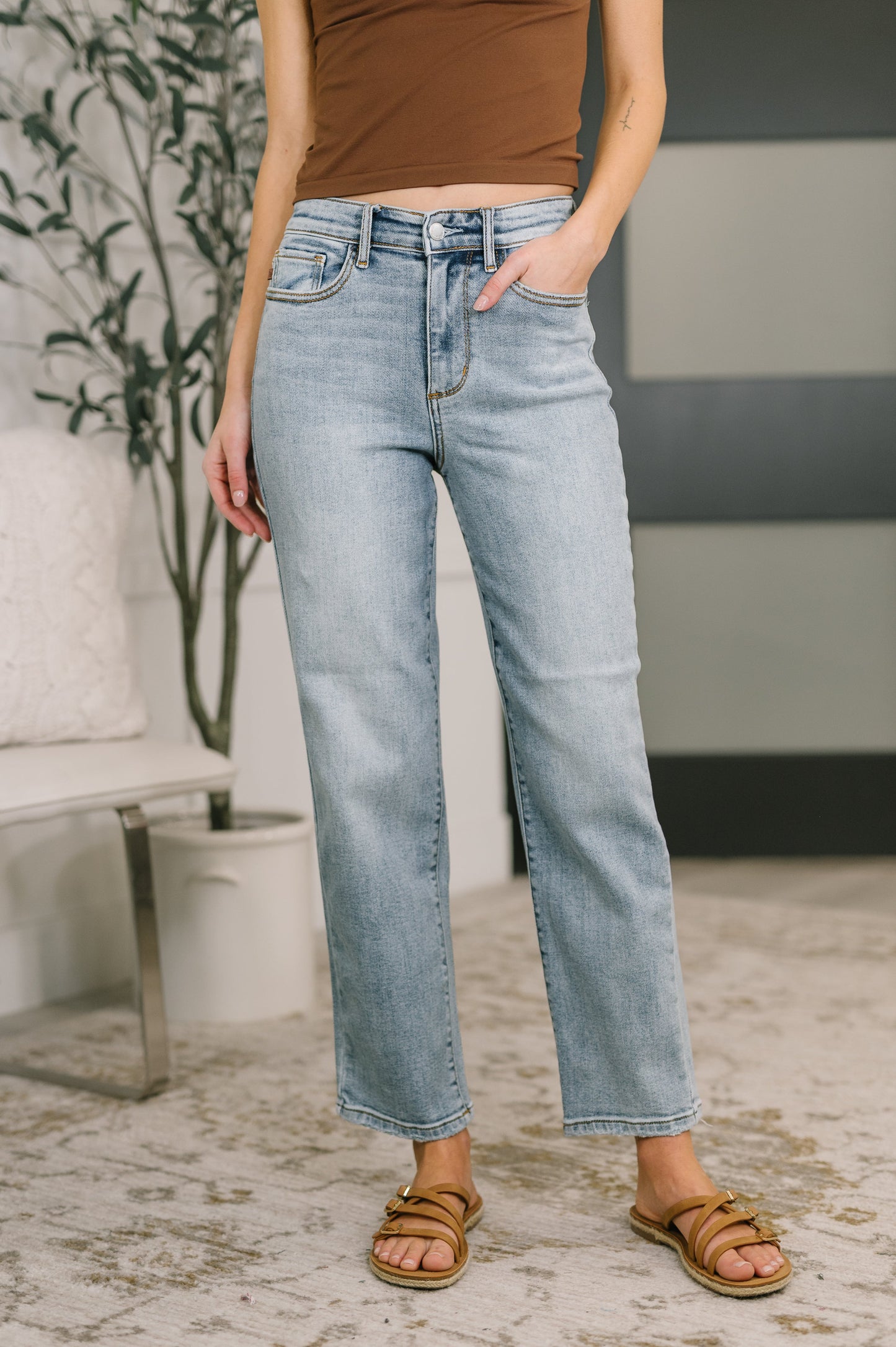 Judy Blue Natalie High-Waist Straight Leg Ankle Jeans