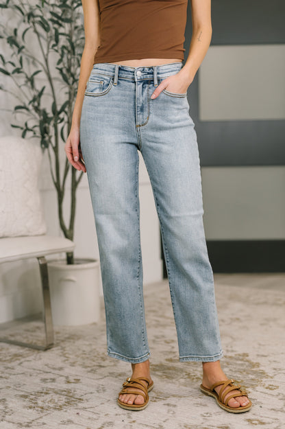 Judy Blue Natalie High-Waist Straight Leg Ankle Jeans
