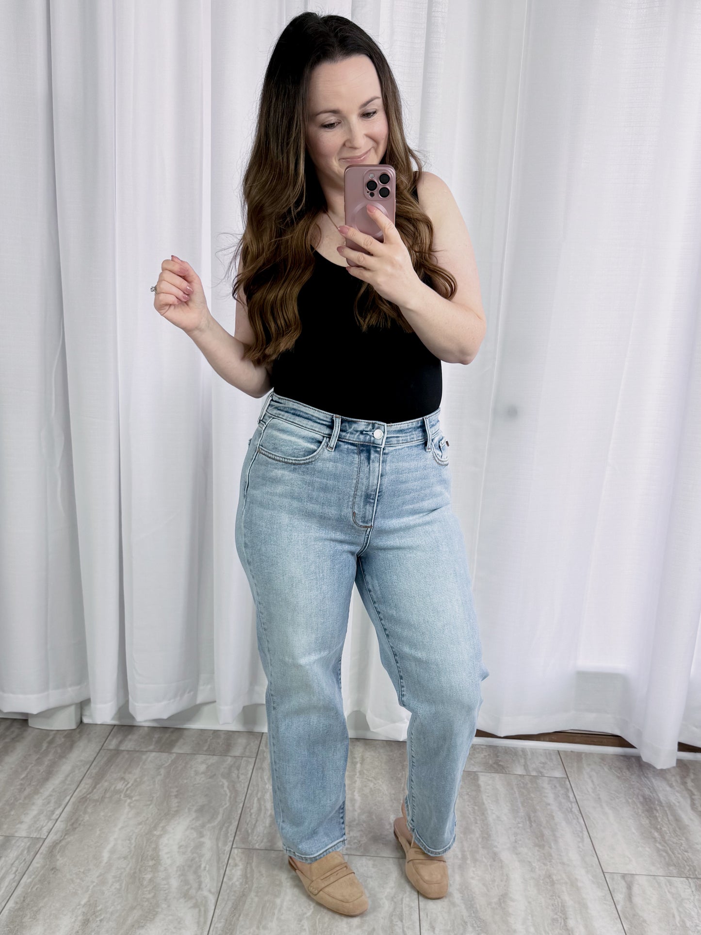 Judy Blue Natalie High-Waist Straight Leg Ankle Jeans