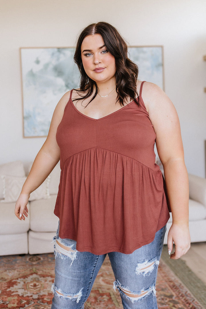 Never Not Loving V-Neck Cami in Brick!