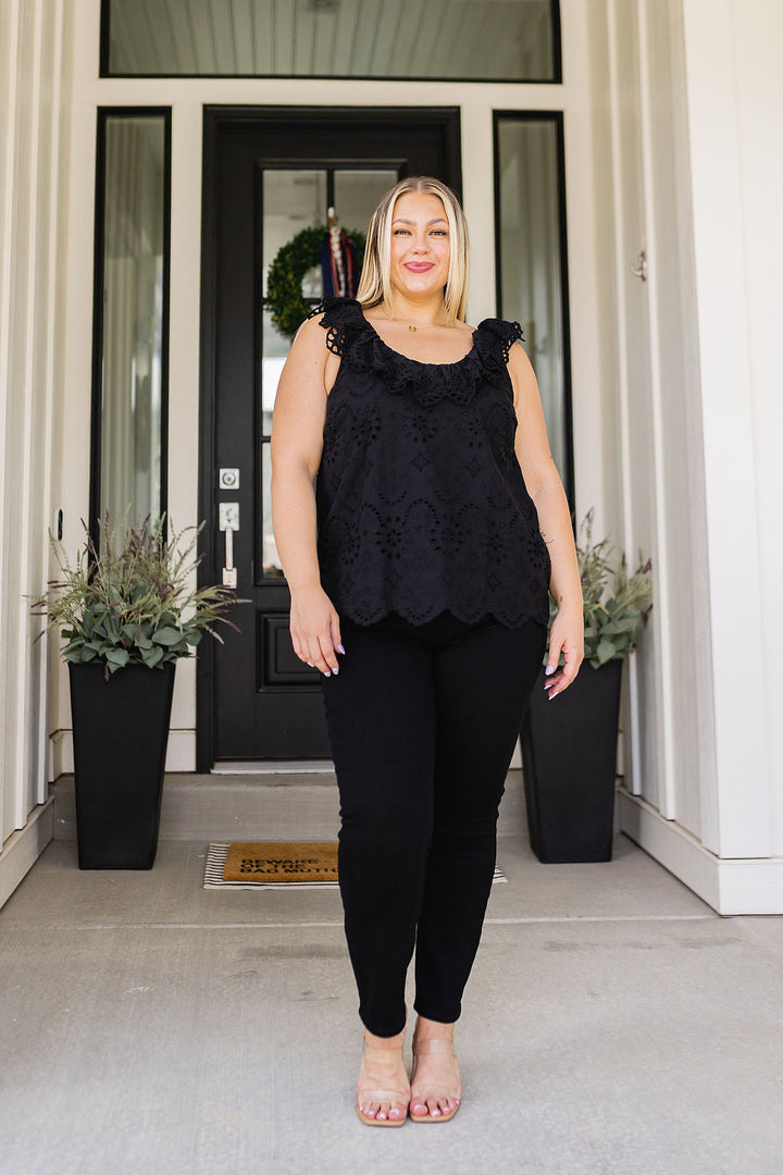 Parisian Stroll Lace Blouse in Black!