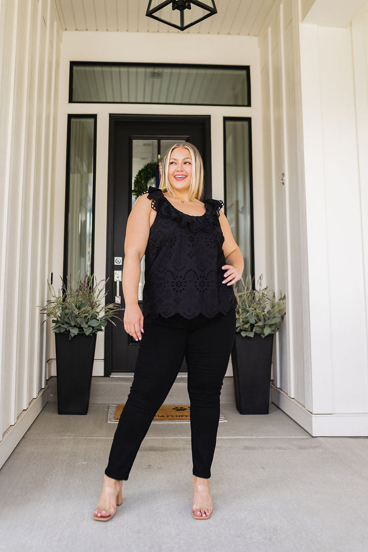 Parisian Stroll Lace Blouse in Black!