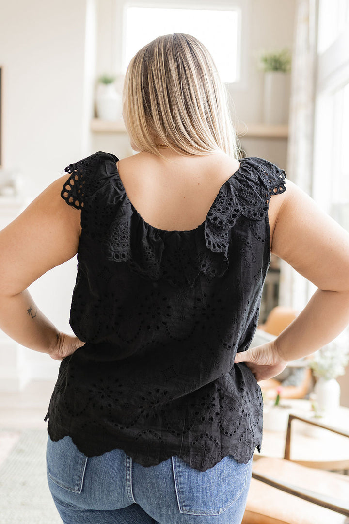 Parisian Stroll Lace Blouse in Black!