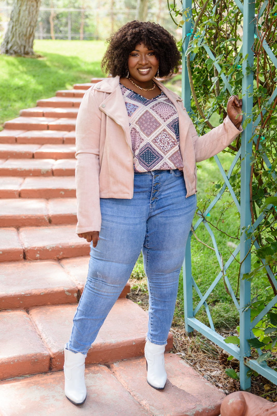 Patch Of Love Floral Print Top In Mauve!