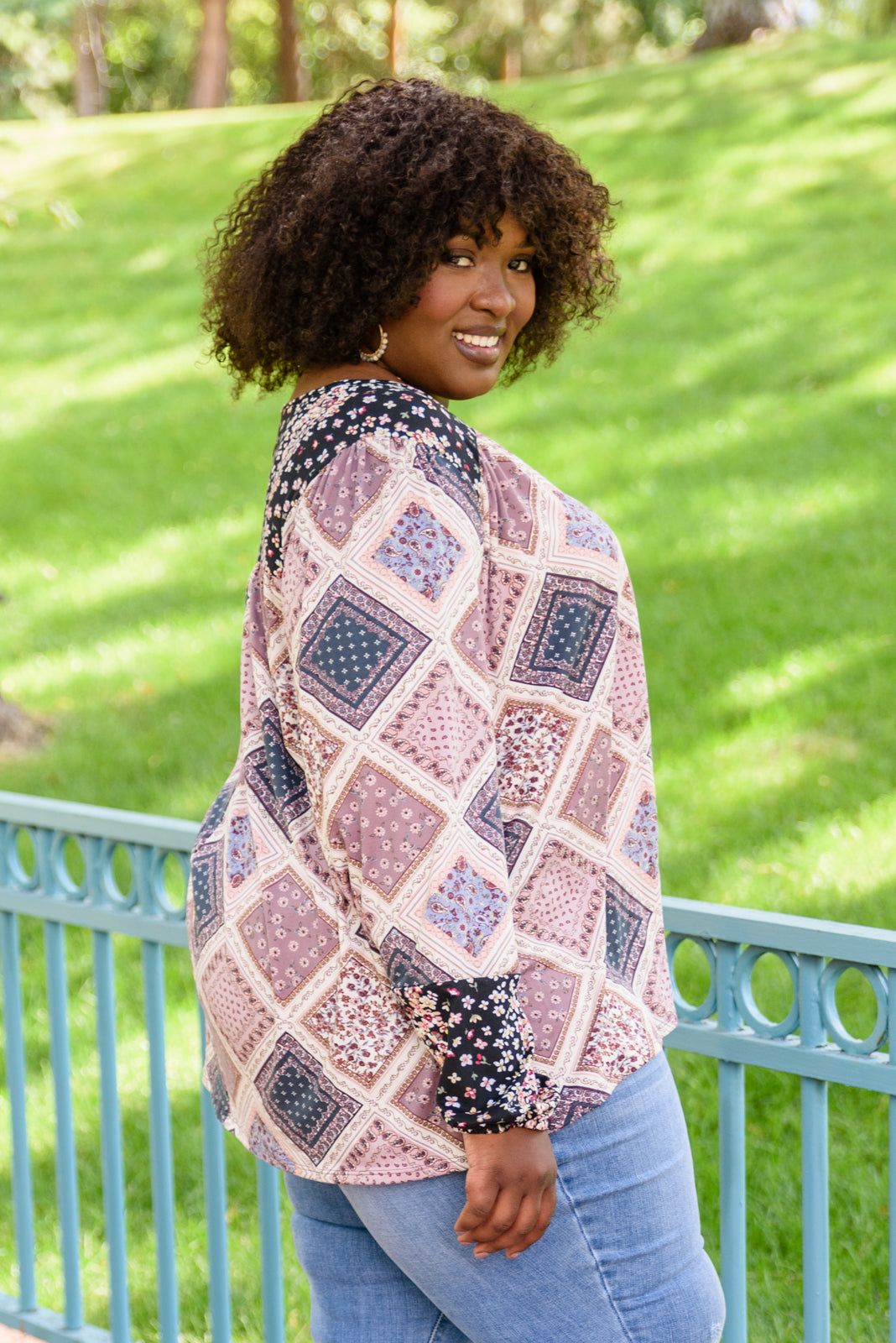 Patch Of Love Floral Print Top In Mauve!