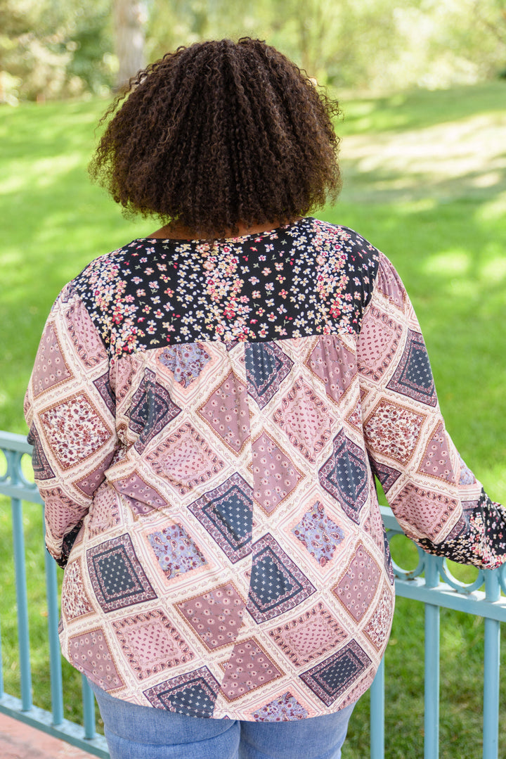 Patch Of Love Floral Print Top In Mauve!