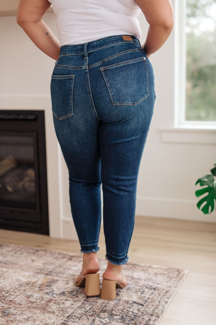 Judy Blue High Rise Release Hem Slim Jeans