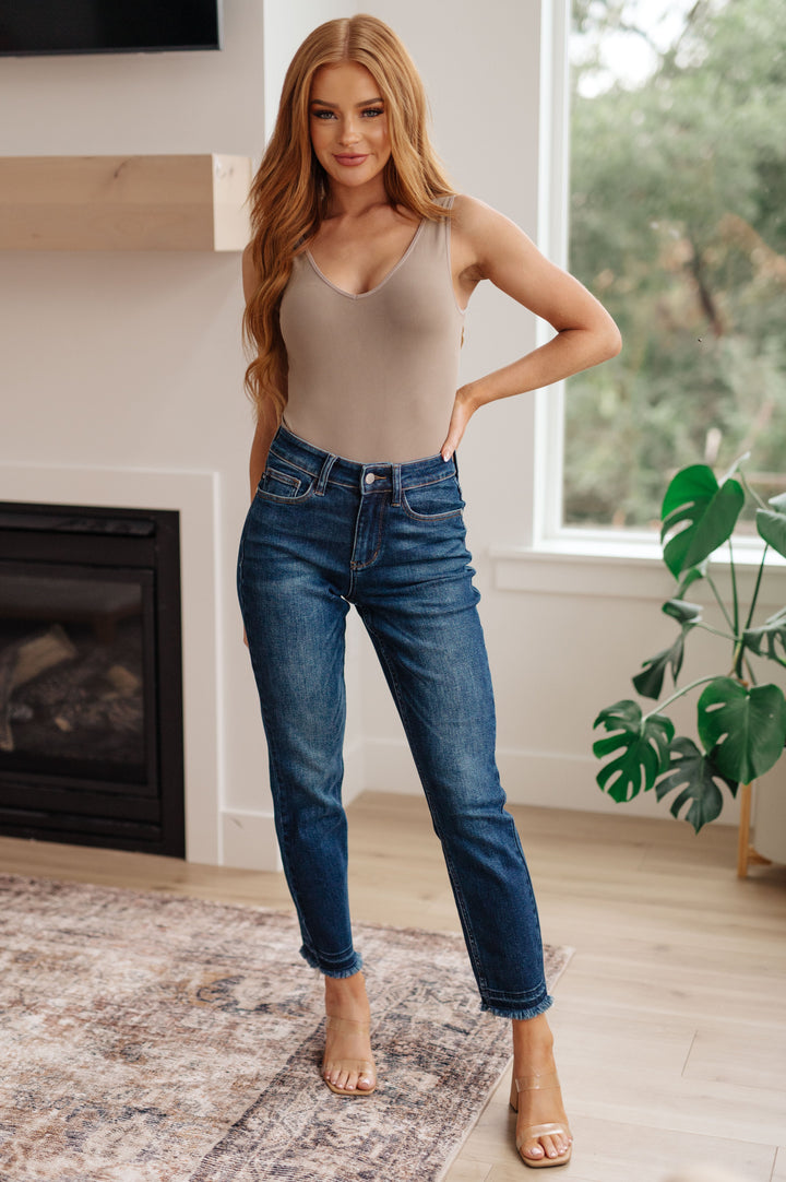 Judy Blue High Rise Release Hem Slim Jeans