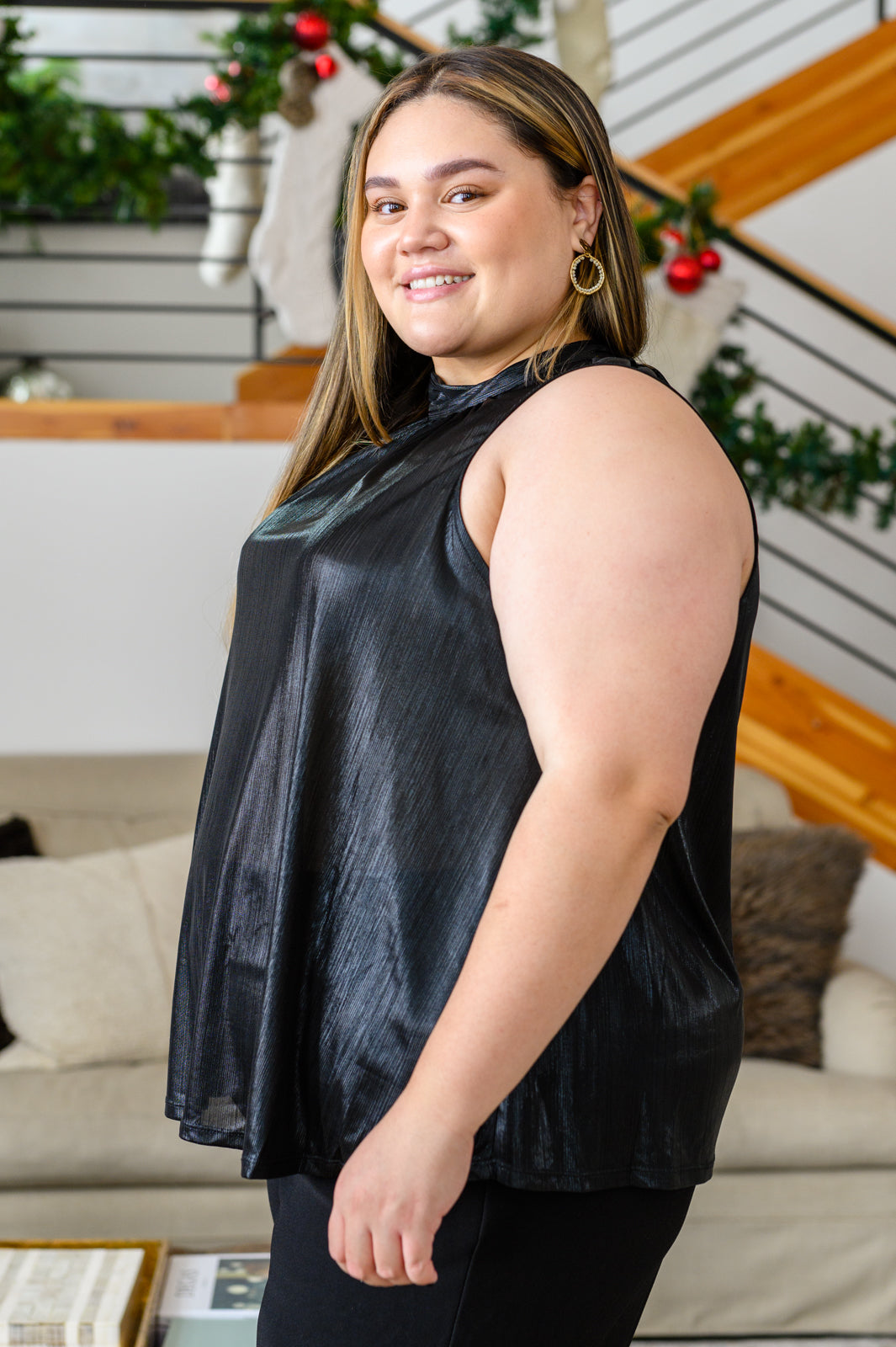 Photo Opt Sleeveless Blouse in Black!