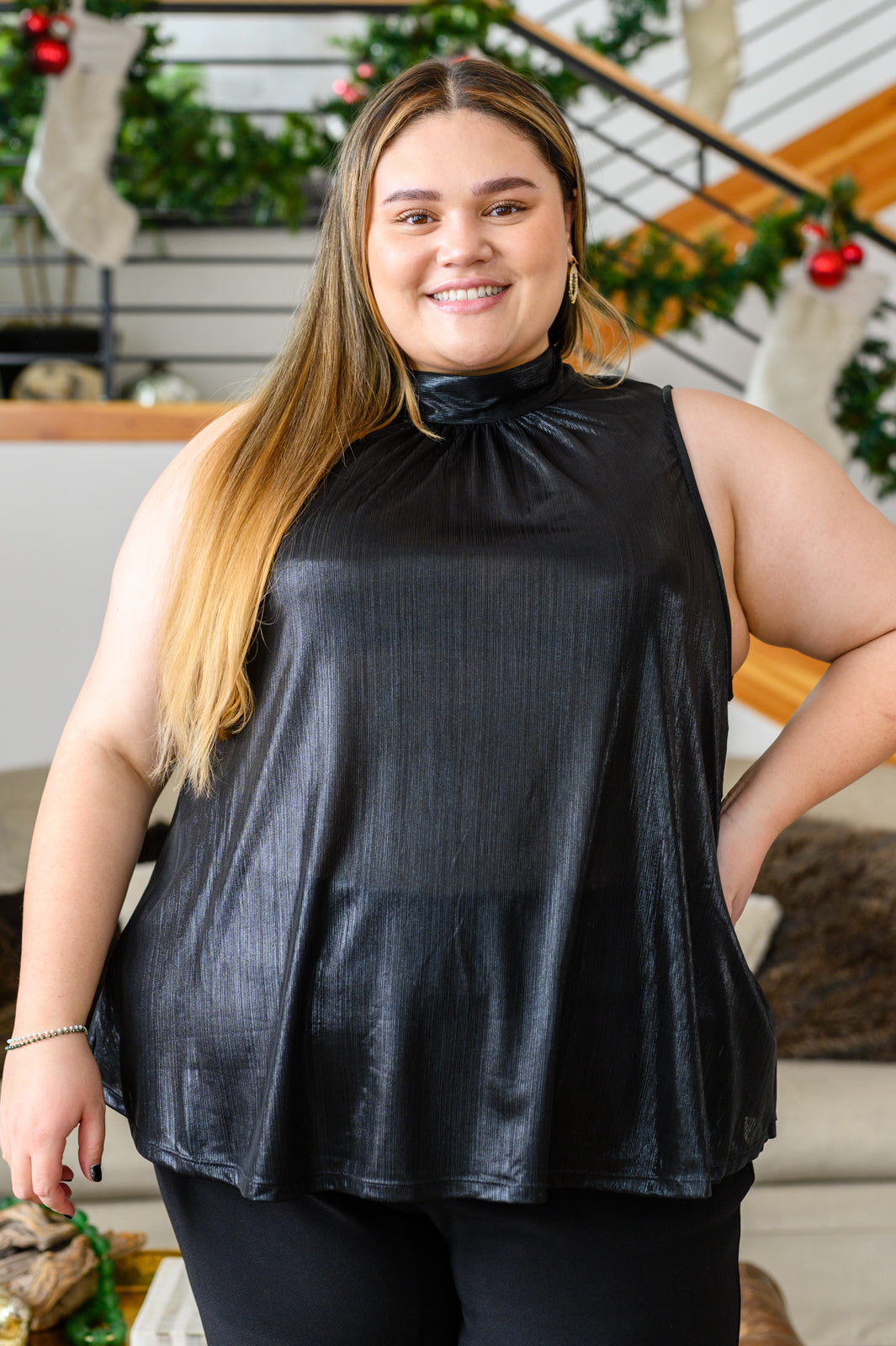 Photo Opt Sleeveless Blouse in Black!