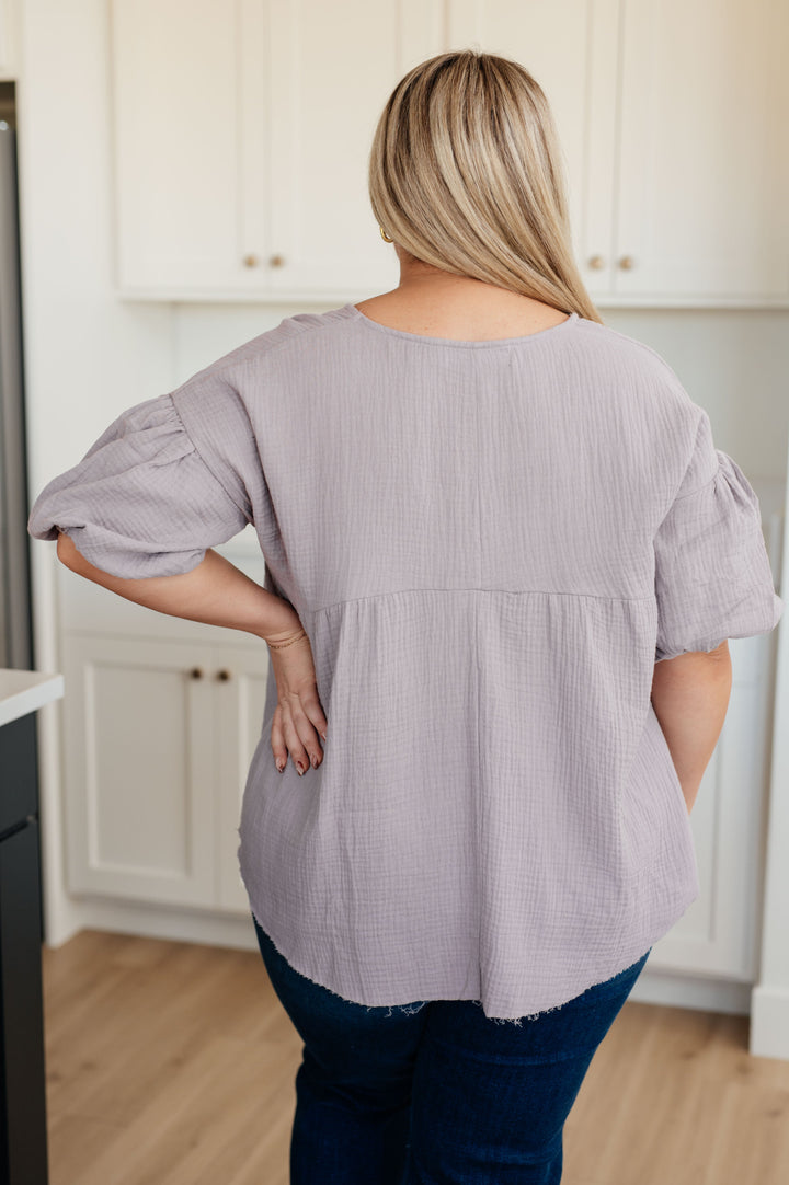 Pleasantly Perfect Bubble Sleeve Peasant Blouse!