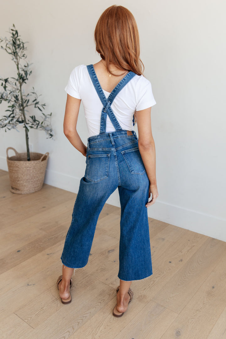 Judy Blue High Rise Crop Wide Leg Denim Overalls