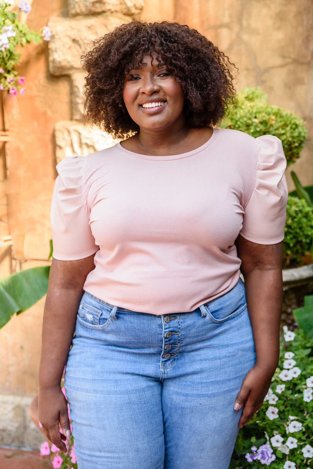 Rock On Puff Sleeve Top in Blush!