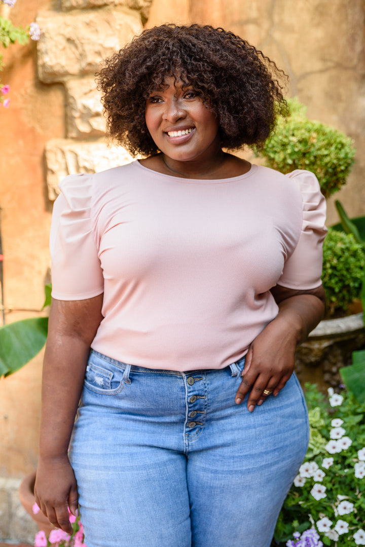 Rock On Puff Sleeve Top in Blush!