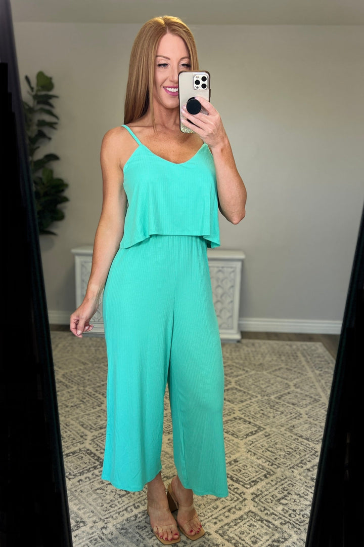 Ribbed Double Layer Jumpsuit in Mint!