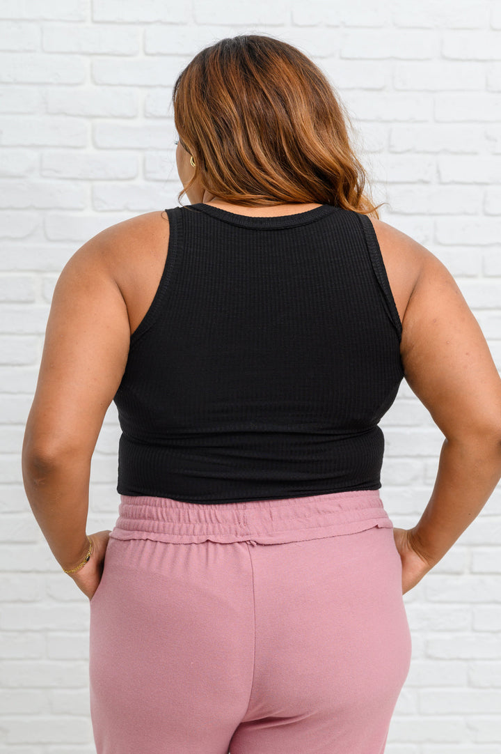 Ribbed Henley Tank In Black!