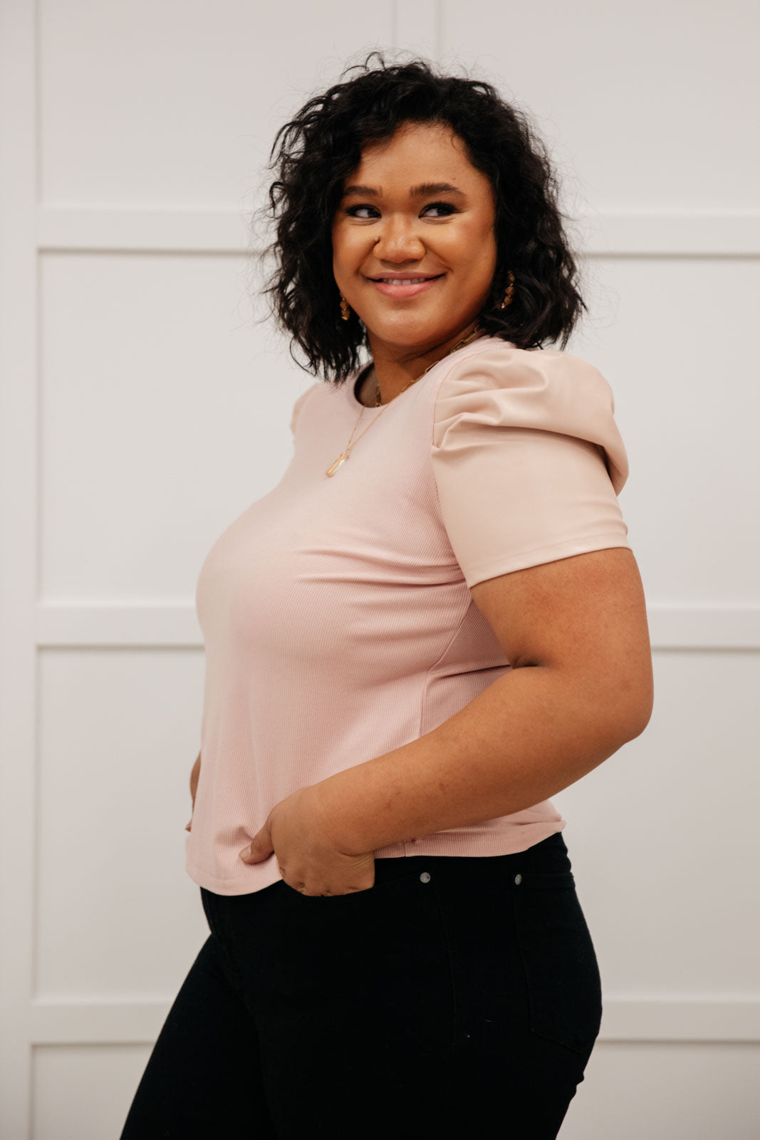 Rock On Puff Sleeve Top in Blush!