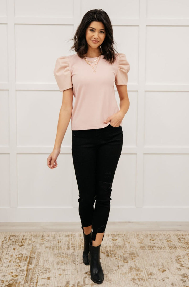 Rock On Puff Sleeve Top in Blush!