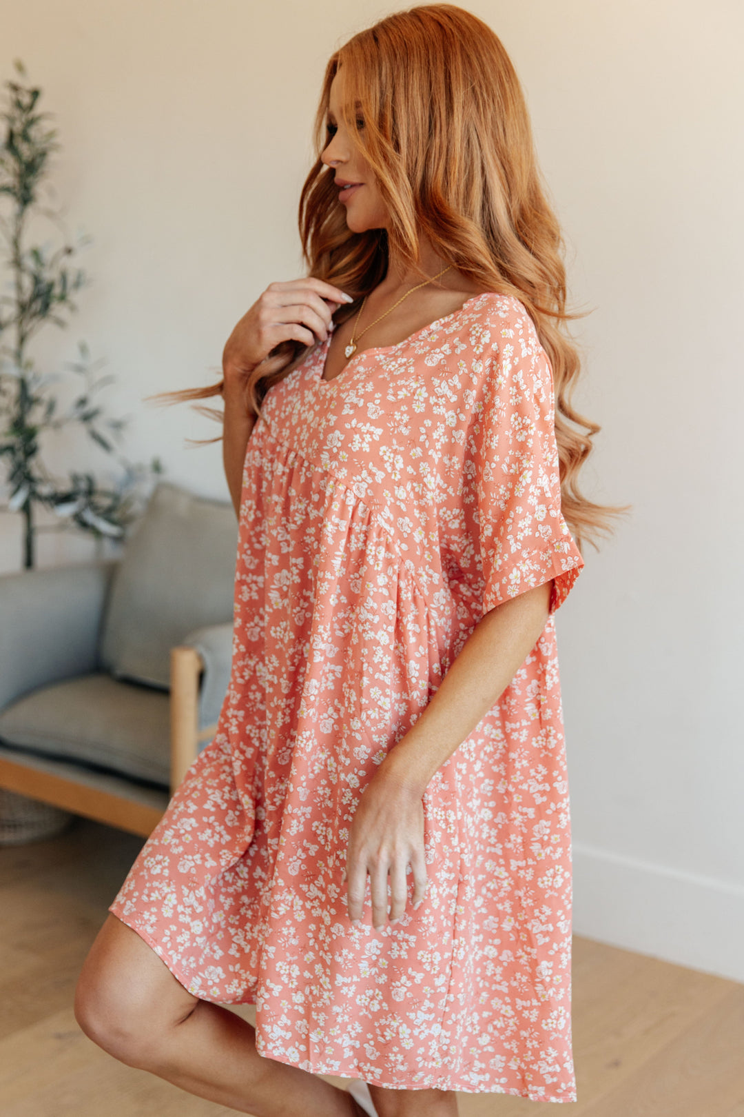 Rodeo Lights Dolman Sleeve Dress in Coral Floral!