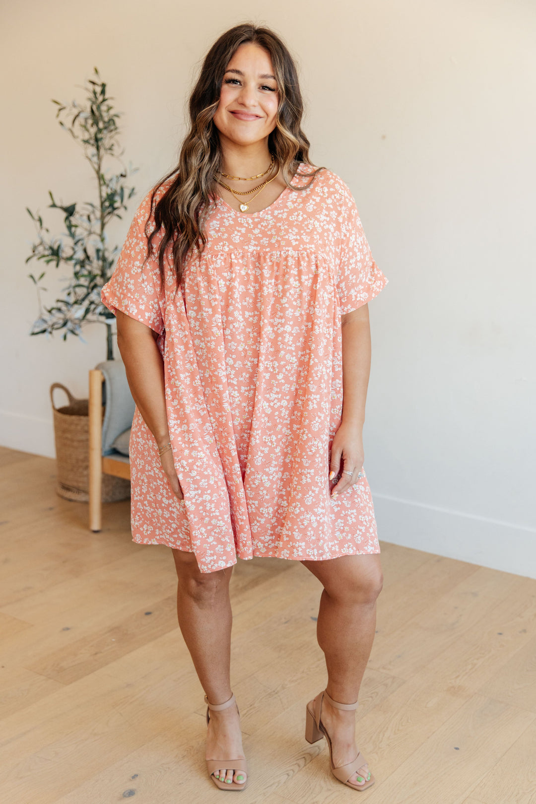 Rodeo Lights Dolman Sleeve Dress in Coral Floral!