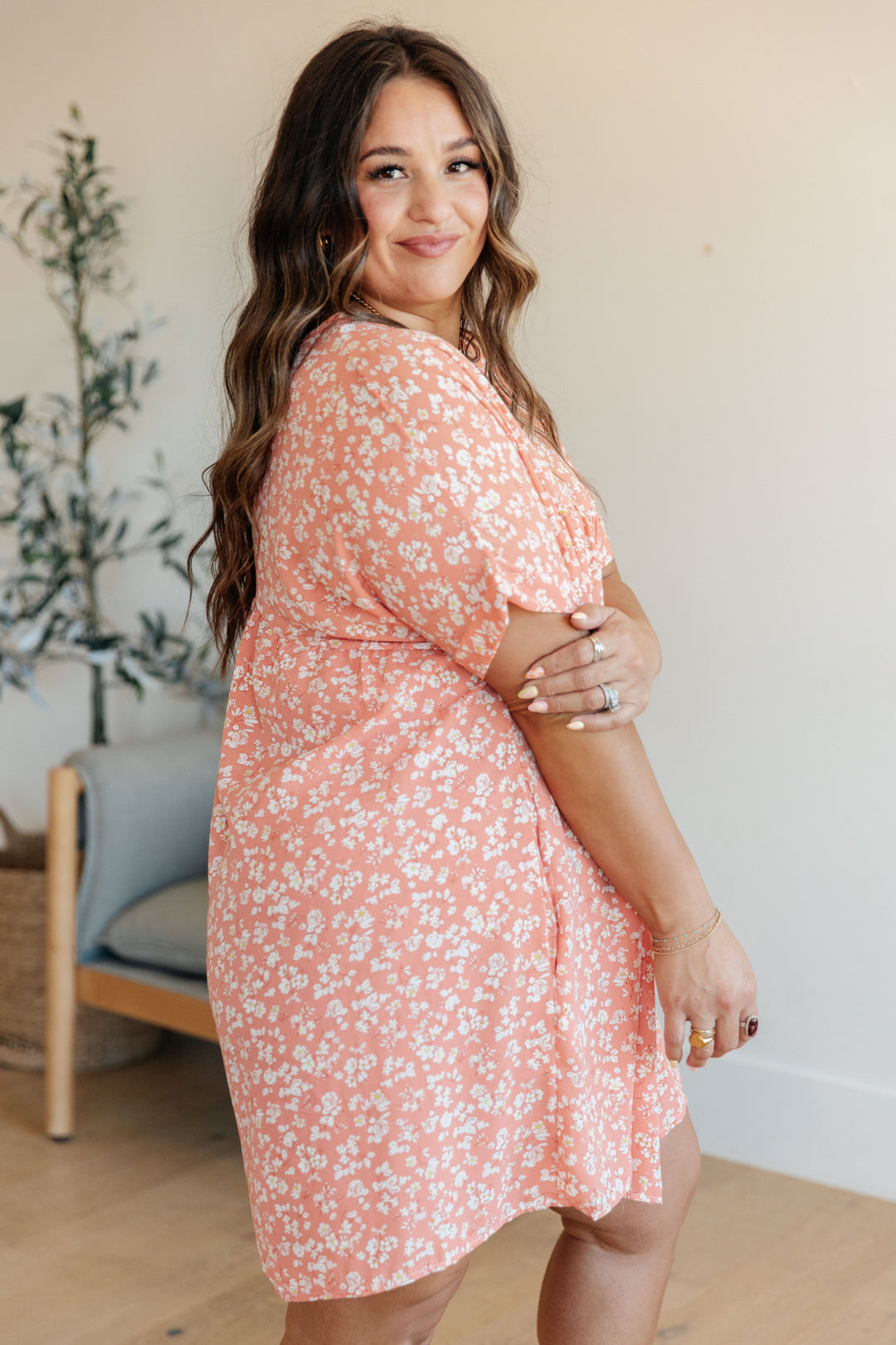 Rodeo Lights Dolman Sleeve Dress in Coral Floral!