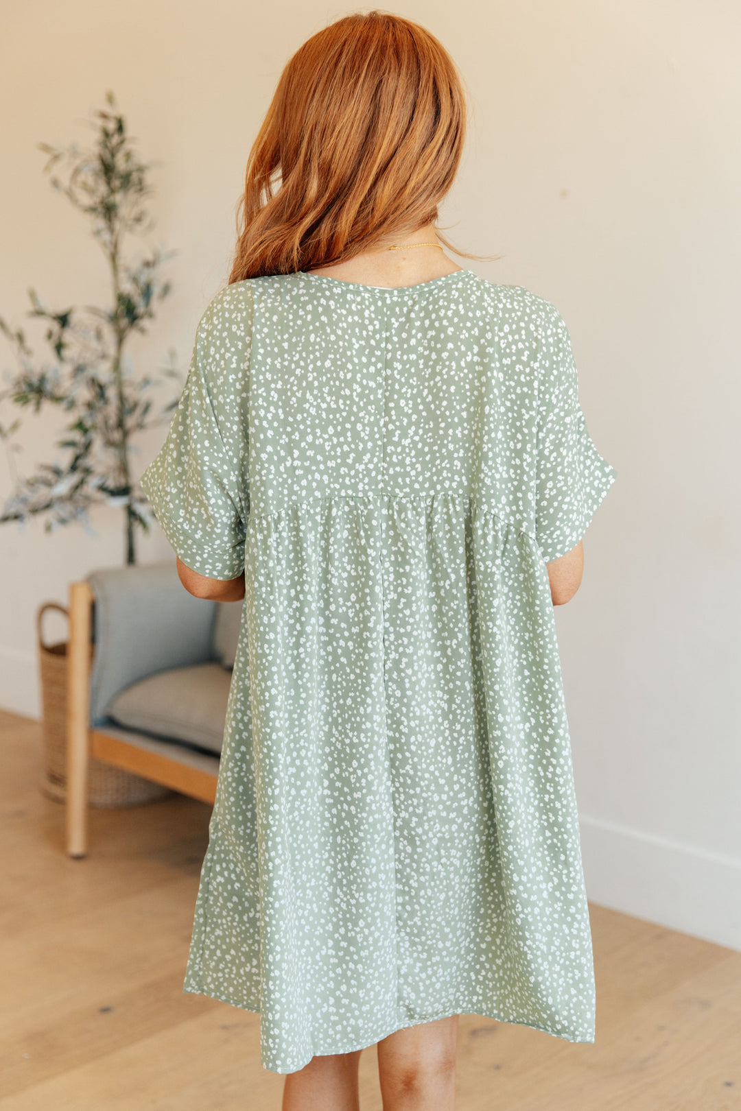 Rodeo Lights Dolman Sleeve Dress in Green Floral!