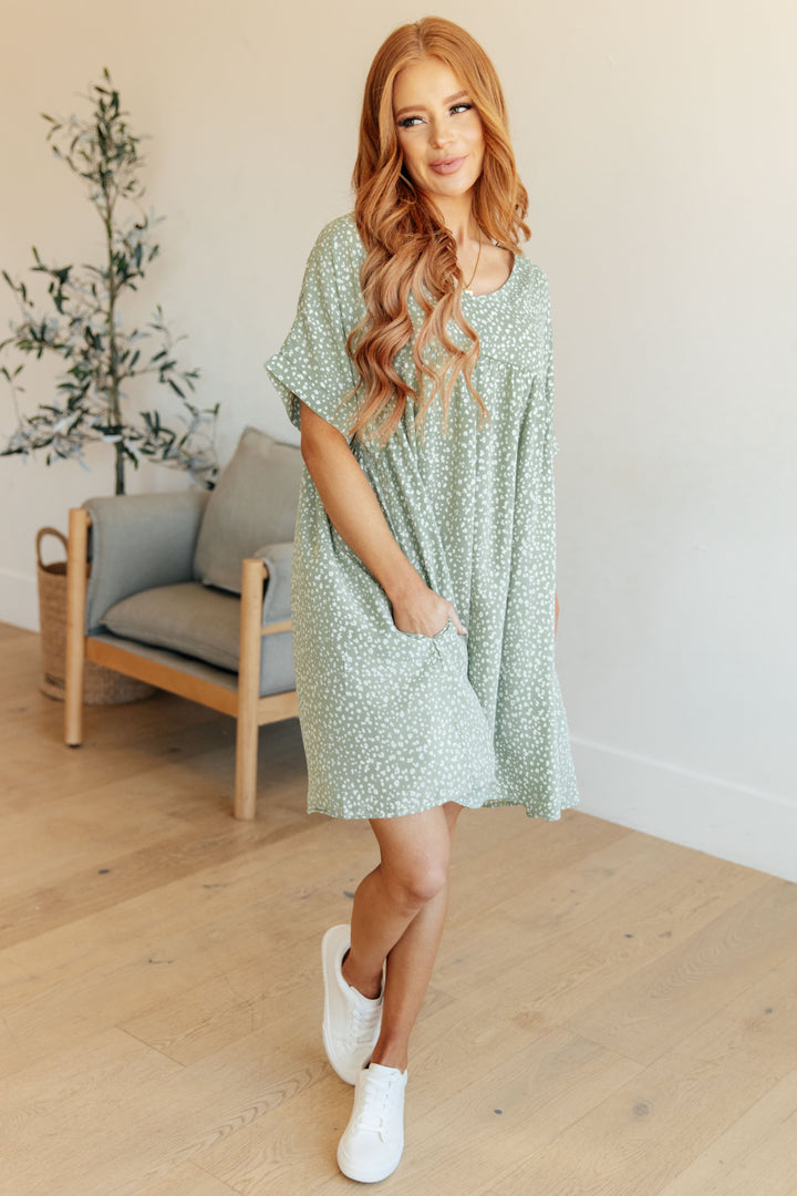 Rodeo Lights Dolman Sleeve Dress in Green Floral!