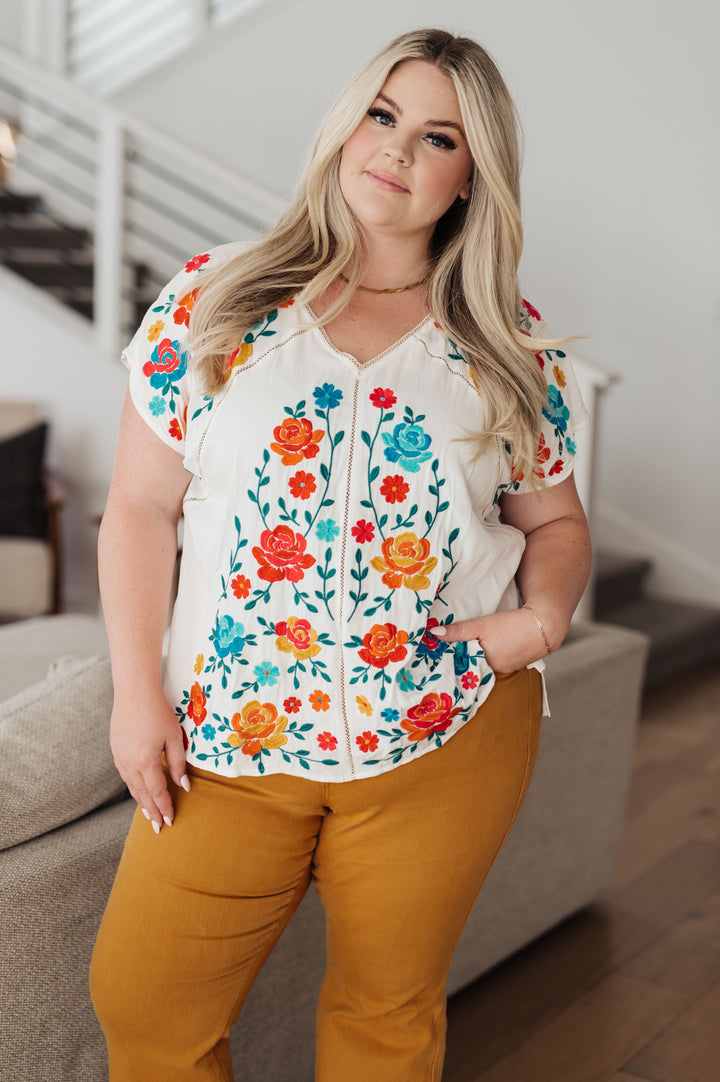 Rose Garden Embroidered Blouse!