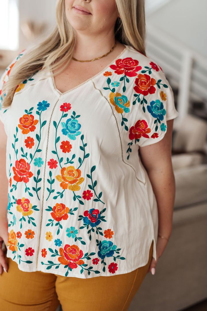 Rose Garden Embroidered Blouse!