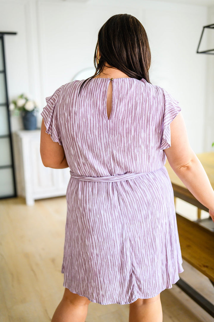 Sandra Striped Flutter Sleeve Dress!