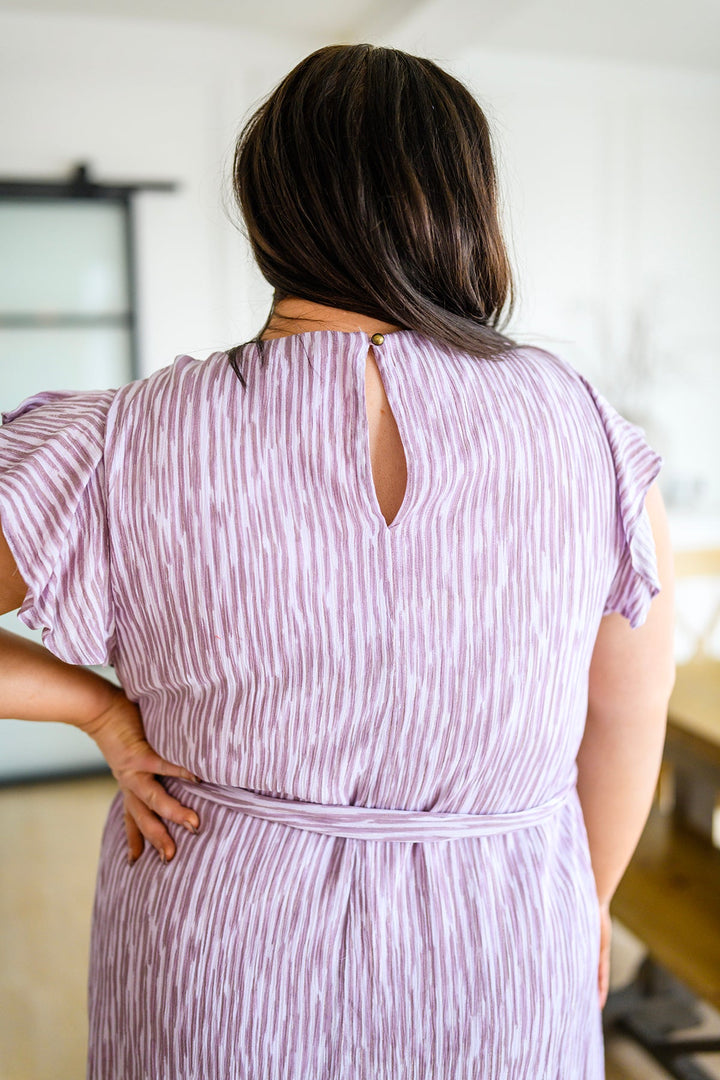 Sandra Striped Flutter Sleeve Dress!