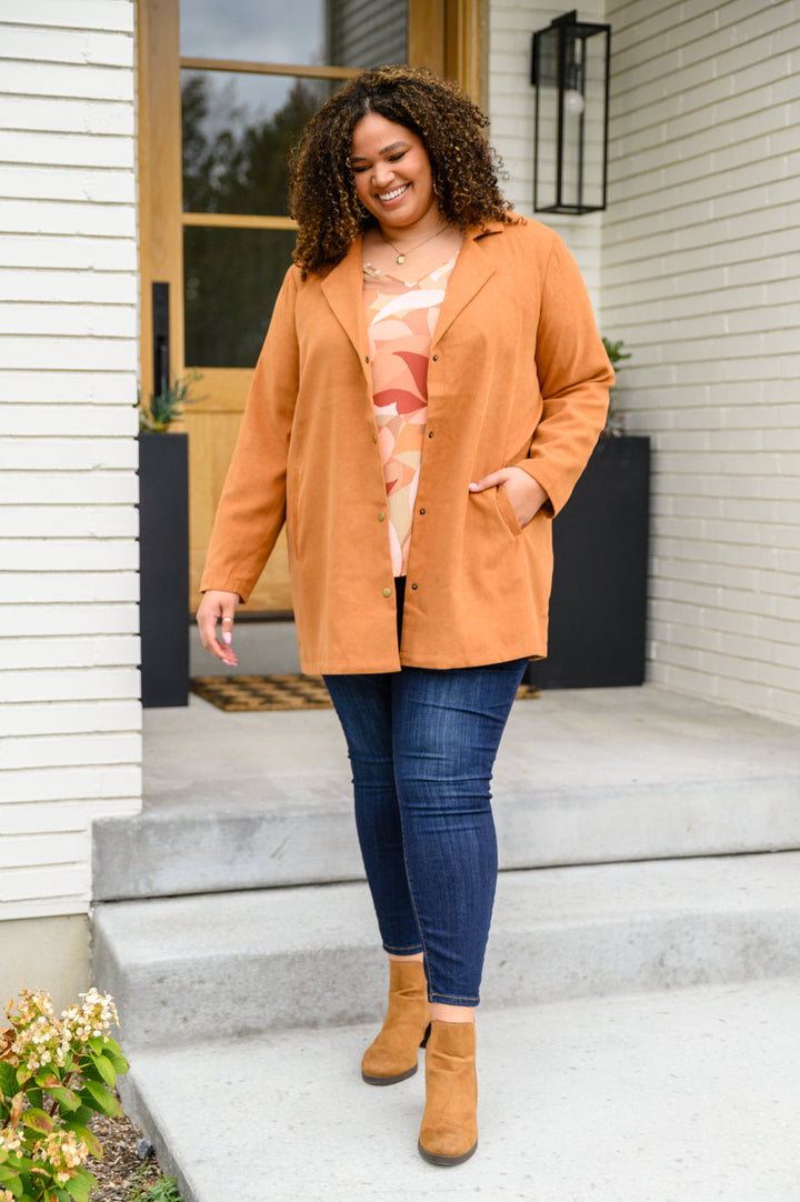 She's On Point Collared Coat In Rust!