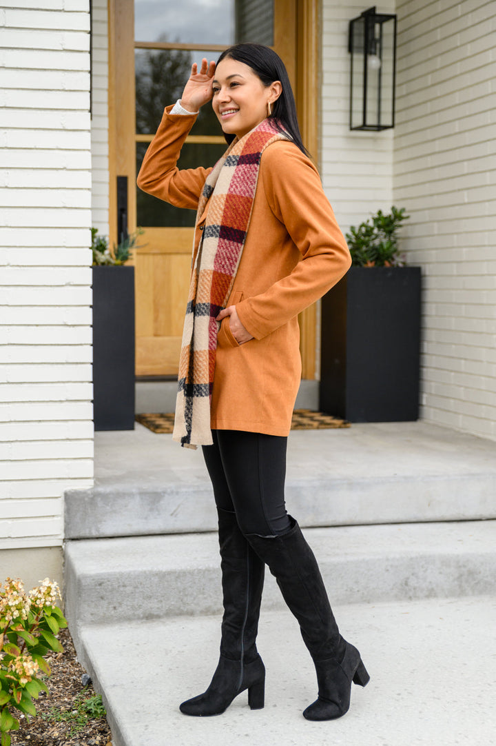 She's On Point Collared Coat In Rust!