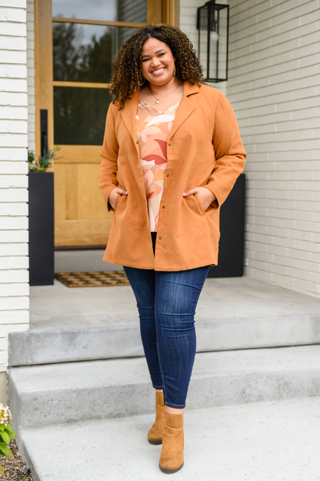 She's On Point Collared Coat In Rust!