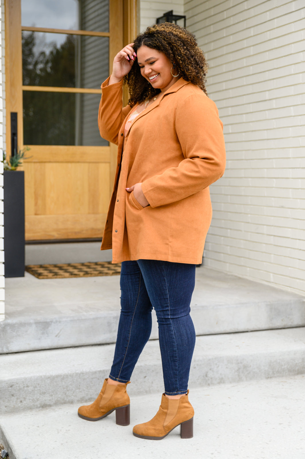 She's On Point Collared Coat In Rust!