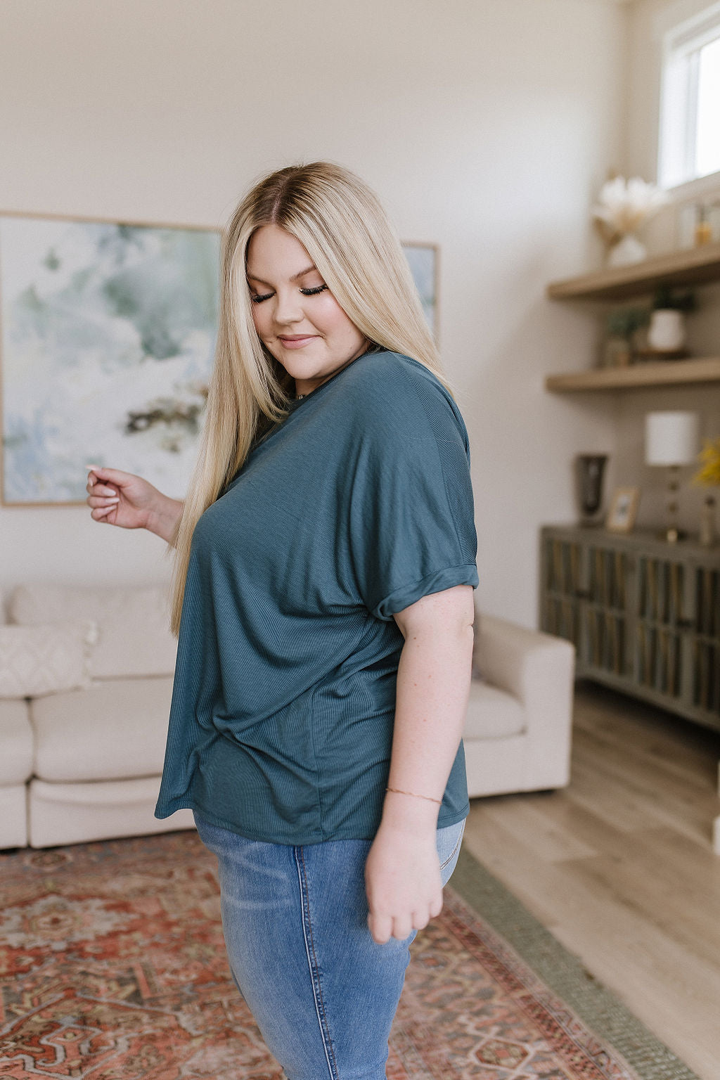 So Good Relaxed Fit Top in Dark Teal!