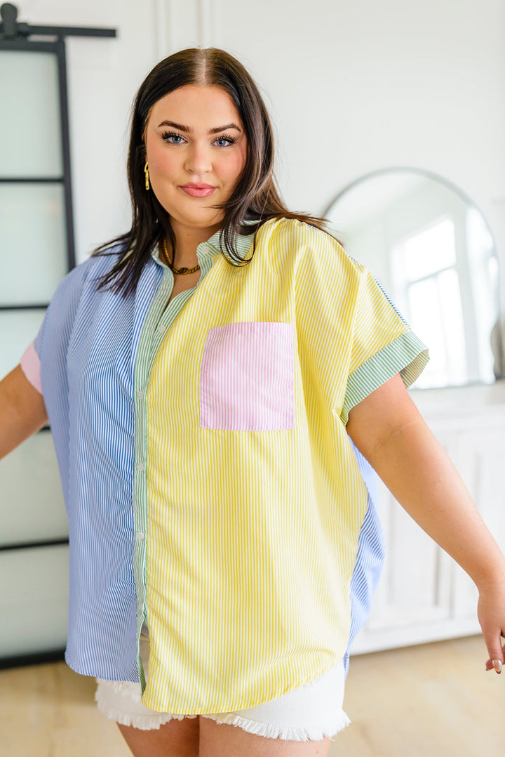 Soft in Stripes Color Block Blouse!