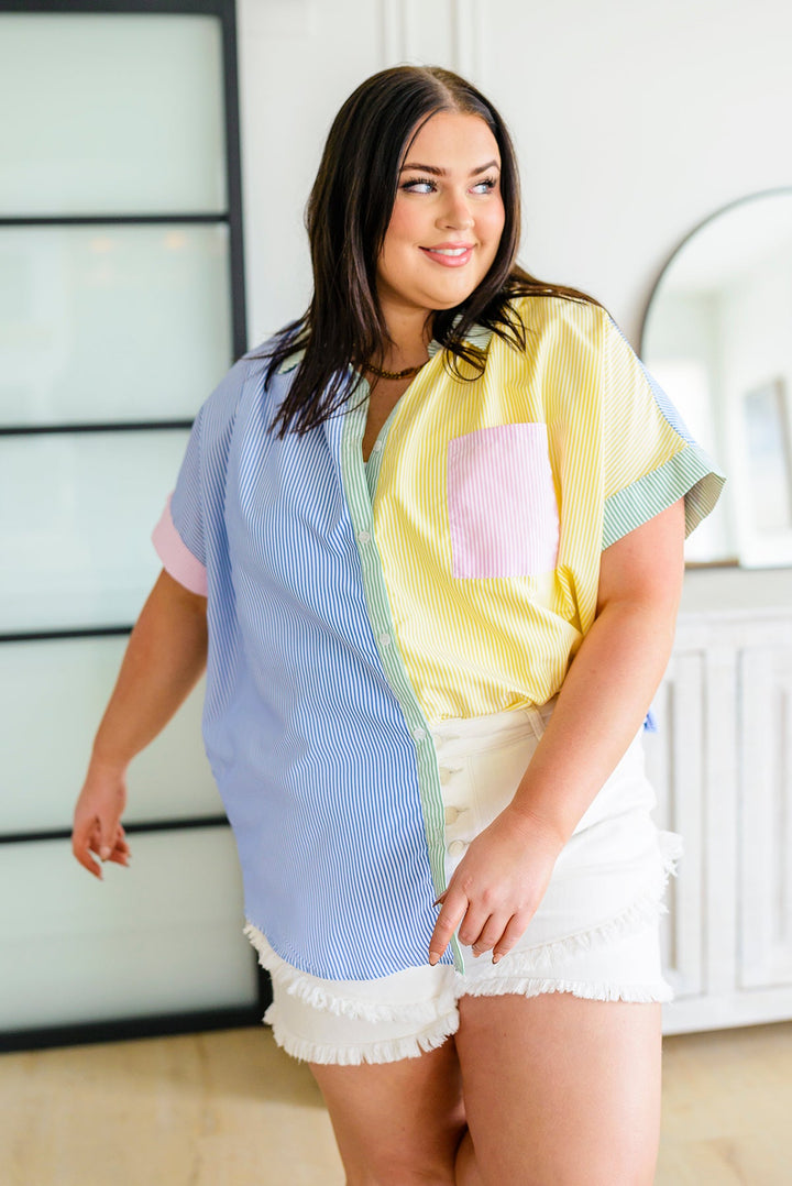 Soft in Stripes Color Block Blouse!