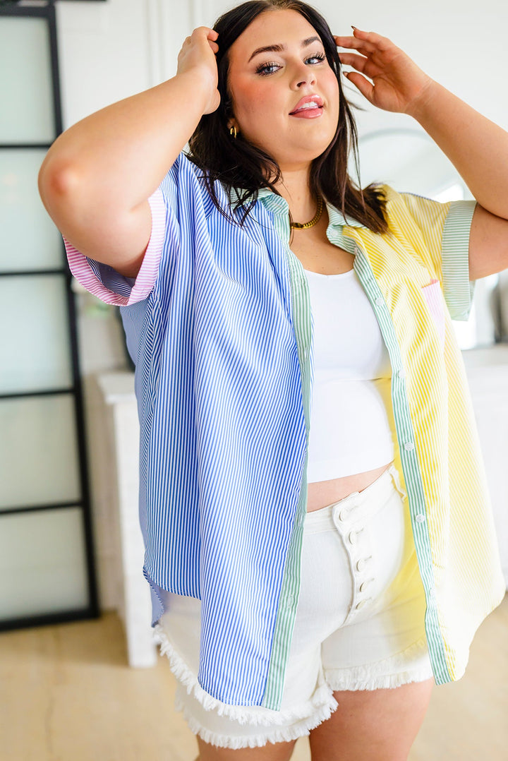 Soft in Stripes Color Block Blouse!