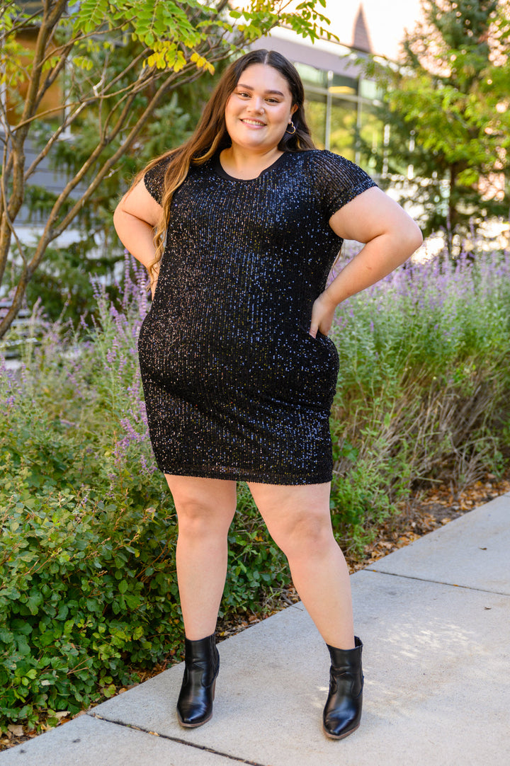 Sparkle The Night Away Sequin Dress In Black!