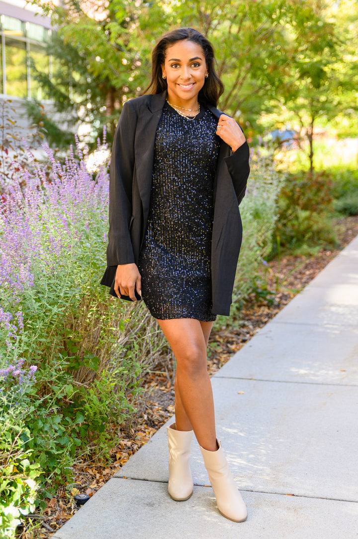 Sparkle The Night Away Sequin Dress In Black!