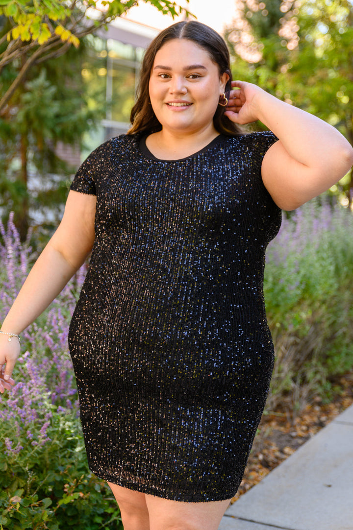 Sparkle The Night Away Sequin Dress In Black!