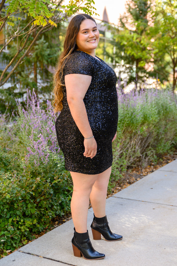 Sparkle The Night Away Sequin Dress In Black!